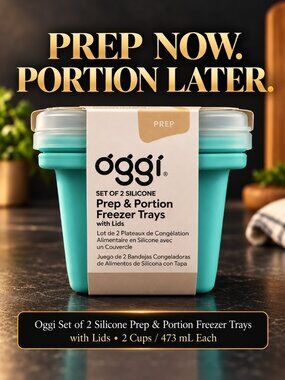 Meal Prep Made Easy | Oggi Silicone Freezer Food Storage Containers Set of 2 NEW